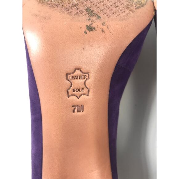 Tory Burch Greenwich Pump Women's 7 Purple Suede Stiletto Heels Chic Formal Bold - Picture 9 of 10